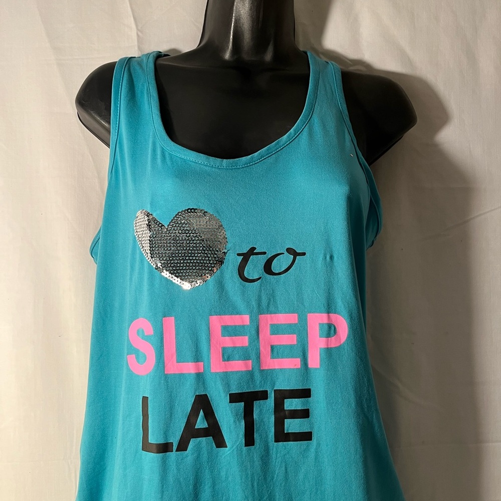 Teal Sequin Heart Lounge Tank